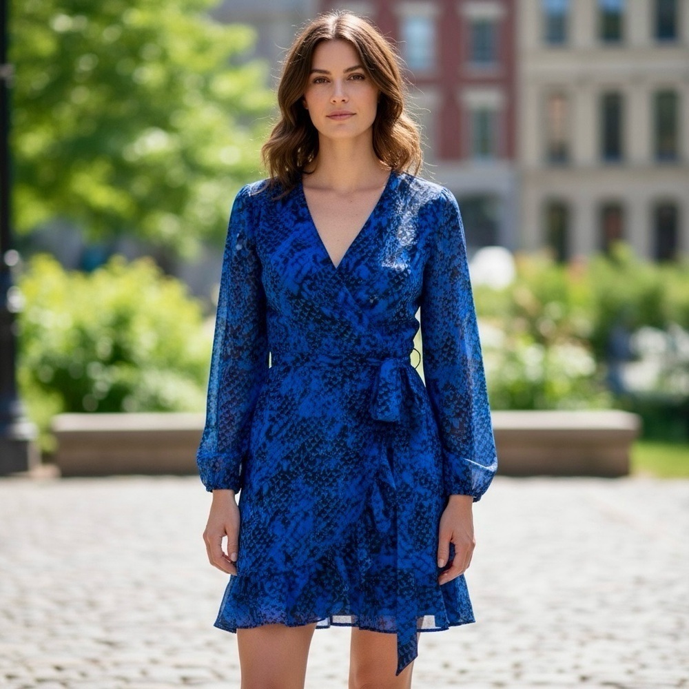 Nine West Blue and Black Snake print Patterned Dress size 14